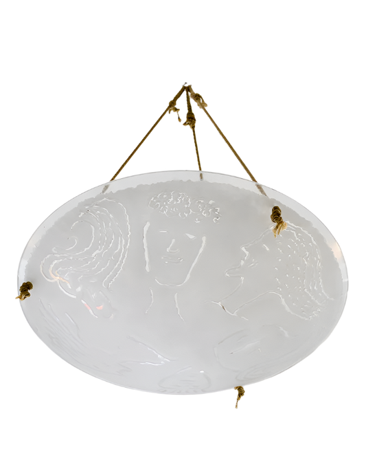 ILLUSTRATED FROSTED GLASS DISH PENDANT