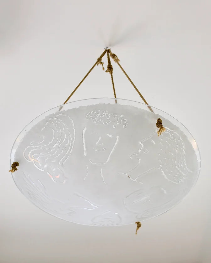ILLUSTRATED FROSTED GLASS DISH PENDANT