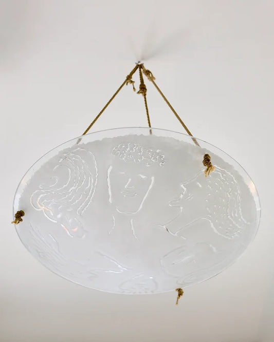 ILLUSTRATED FROSTED GLASS DISH PENDANT