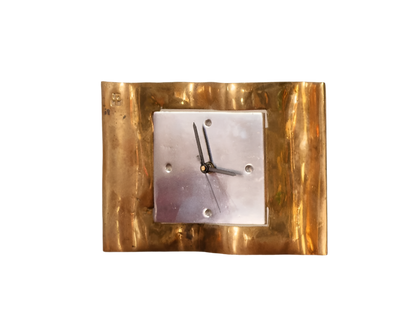 CAST ALUMINIUM & BRASS WAVY SCULPTURAL CLOCK