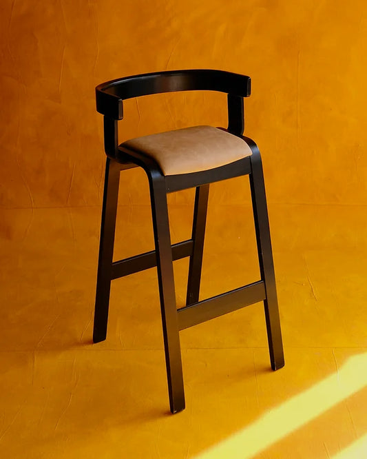 PAIR OF MODERNIST EBONIZED BAR STOOLS