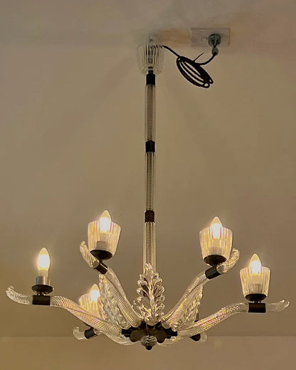 SIX ARM MURANO GLASS LEAF CHANDELIER
