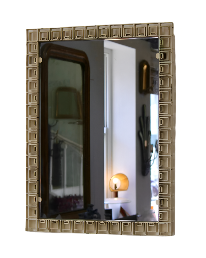 METAL TIERED BOX MIRROR w. SMOKED GLASS
