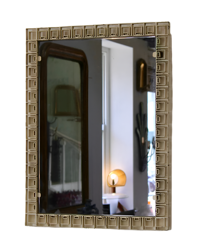 METAL TIERED BOX MIRROR w. SMOKED GLASS