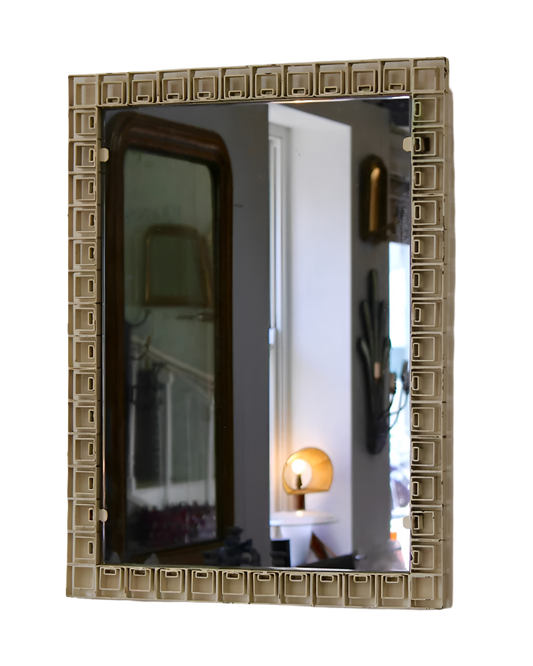 METAL TIERED BOX MIRROR w. SMOKED GLASS