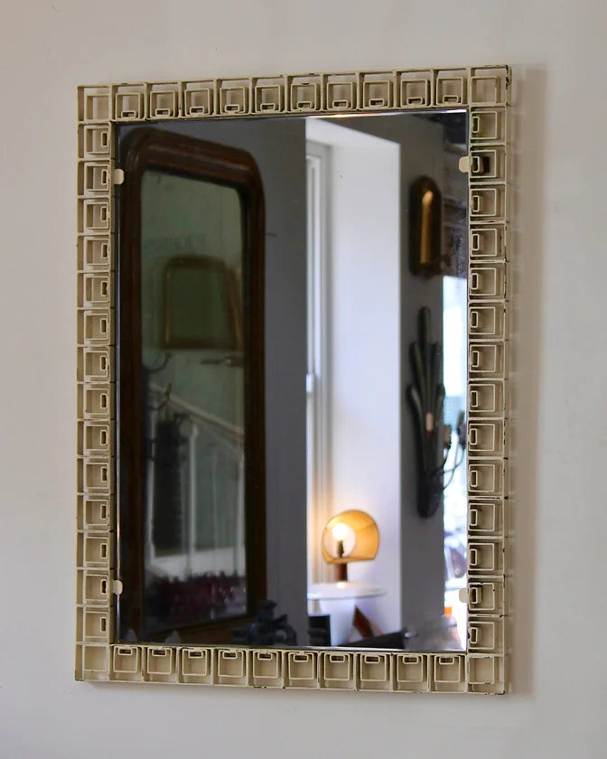 METAL TIERED BOX MIRROR w. SMOKED GLASS