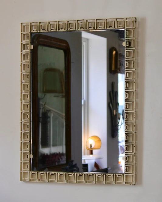 METAL TIERED BOX MIRROR w. SMOKED GLASS