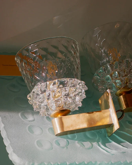 PAIR OF MURANO GLASS ROSTRATO HALF SCONCES