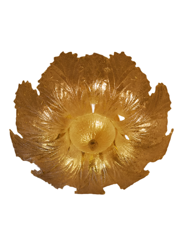 INSET MURANO GLASS LEAF FLUSH MOUNT