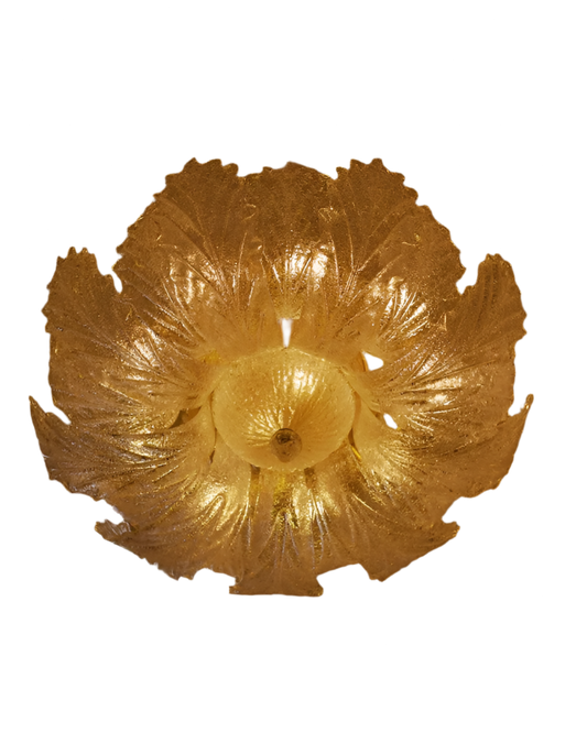INSET MURANO GLASS LEAF FLUSH MOUNT