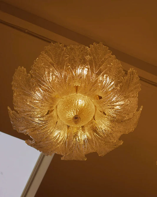 INSET MURANO GLASS LEAF FLUSH MOUNT