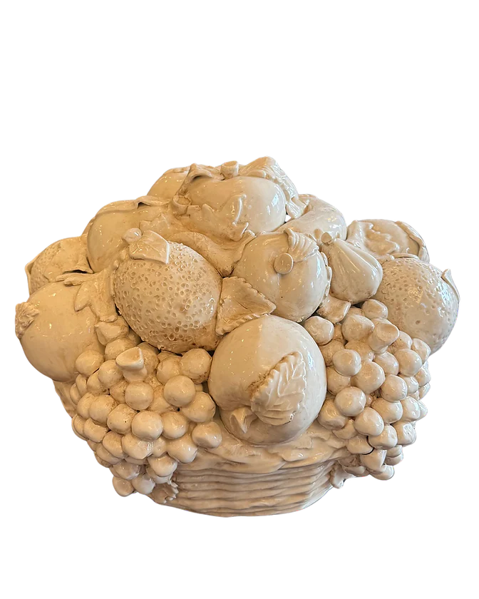 GLAZED CERAMIC BLANC DE CHINE FRUIT BASKET