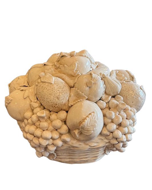 GLAZED CERAMIC BLANC DE CHINE FRUIT BASKET