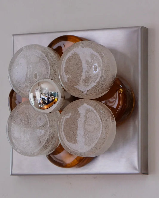 SEEDED GLASS STACKED DISC SCONCES