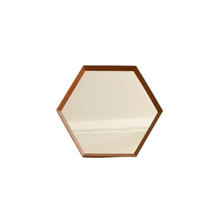 TRIO OF TEAK HEXAGONAL MIRRORS