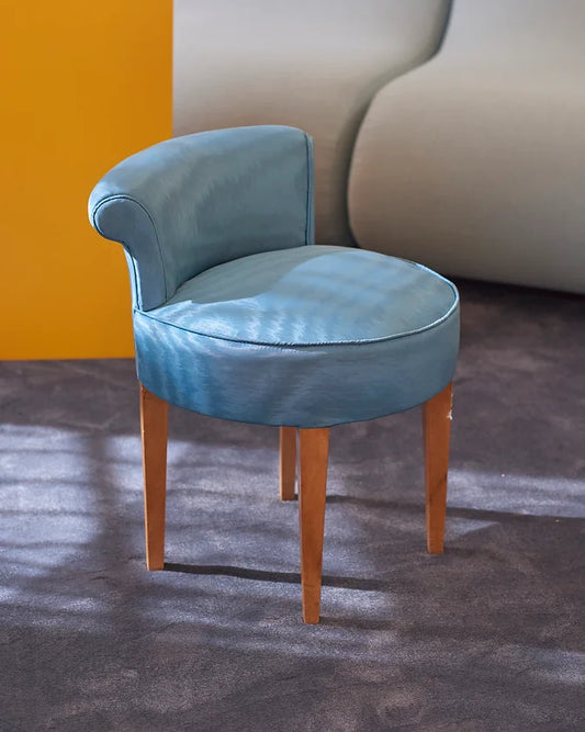 SMALL MAKE UP CHAIR w. MOIRE UPHOLSTERY