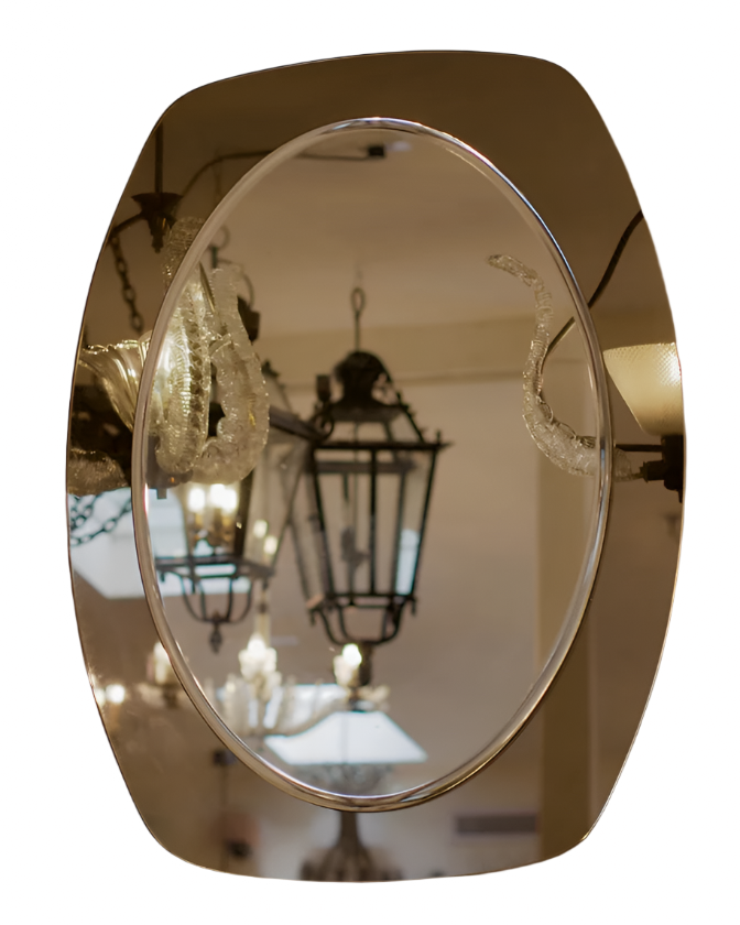 GREY GLASS CURVED FRAME MIRROR