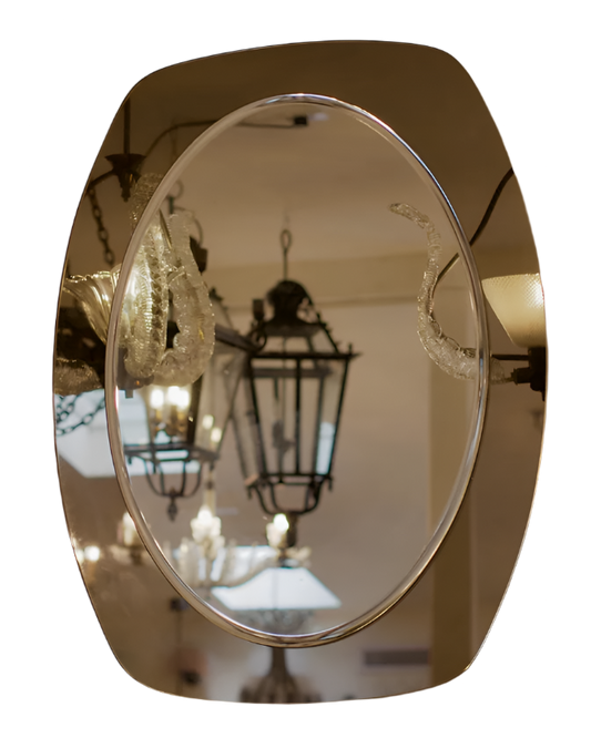 GREY GLASS CURVED FRAME MIRROR