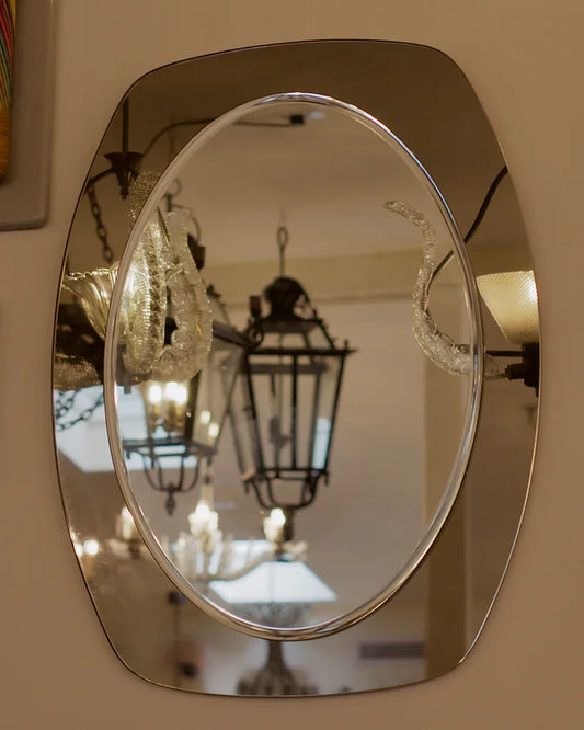 GREY GLASS CURVED FRAME MIRROR