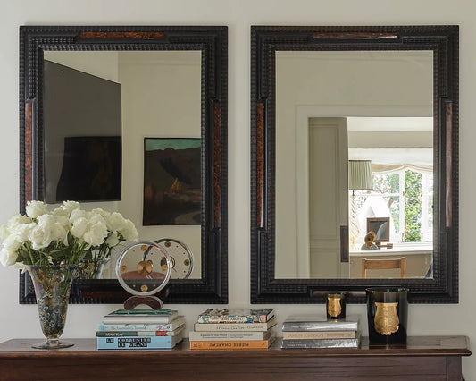 DUTCH BAROQUE PERIOD MIRROR w. EBONIZED FRAME