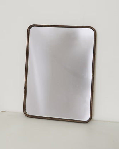 SMALL POLISHED BRASS VANITY MIRROR