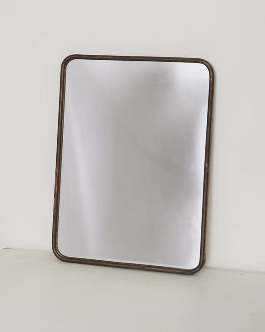 SMALL POLISHED BRASS VANITY MIRROR