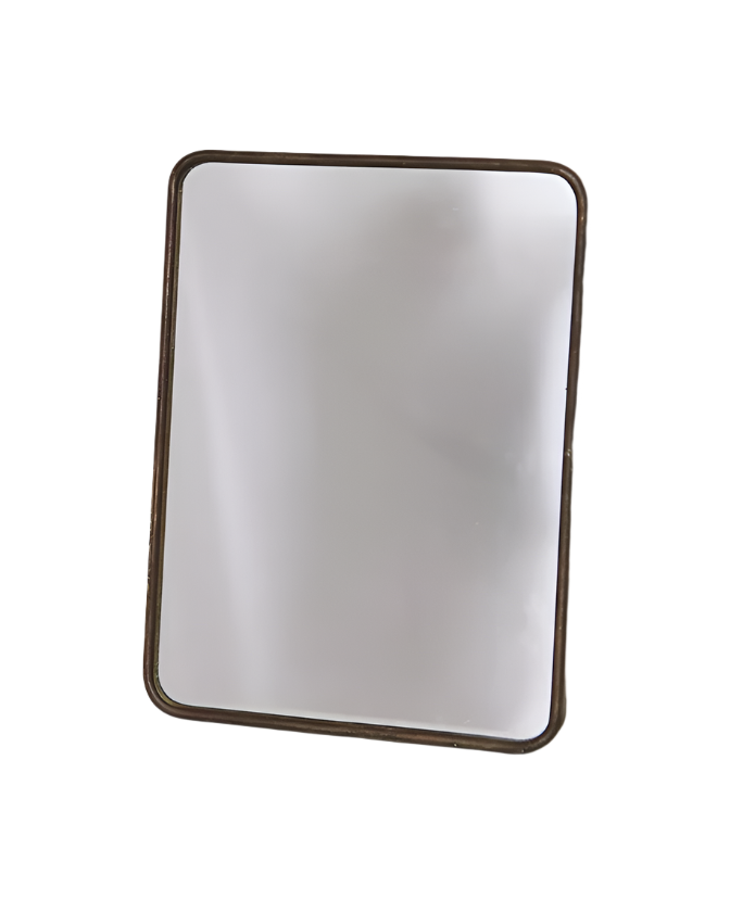 SMALL POLISHED BRASS VANITY MIRROR