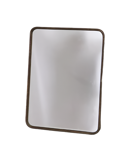 SMALL POLISHED BRASS VANITY MIRROR