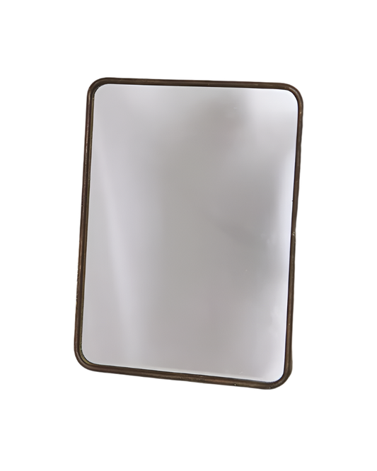 SMALL POLISHED BRASS VANITY MIRROR