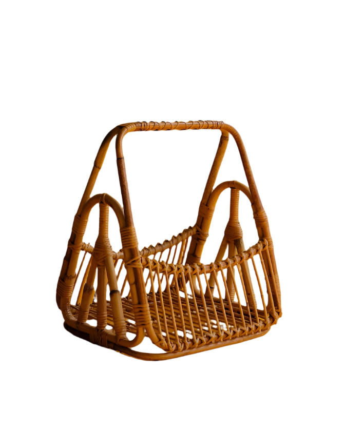 MID-CENTURY BAMBOO & RATTAN MAGAZINE RACK