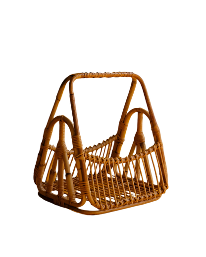 MID-CENTURY BAMBOO & RATTAN MAGAZINE RACK