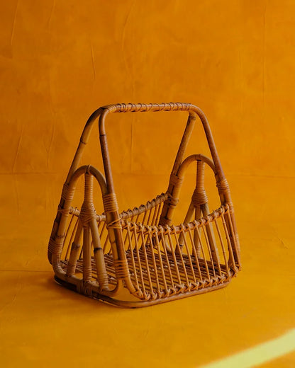 MID-CENTURY BAMBOO & RATTAN MAGAZINE RACK