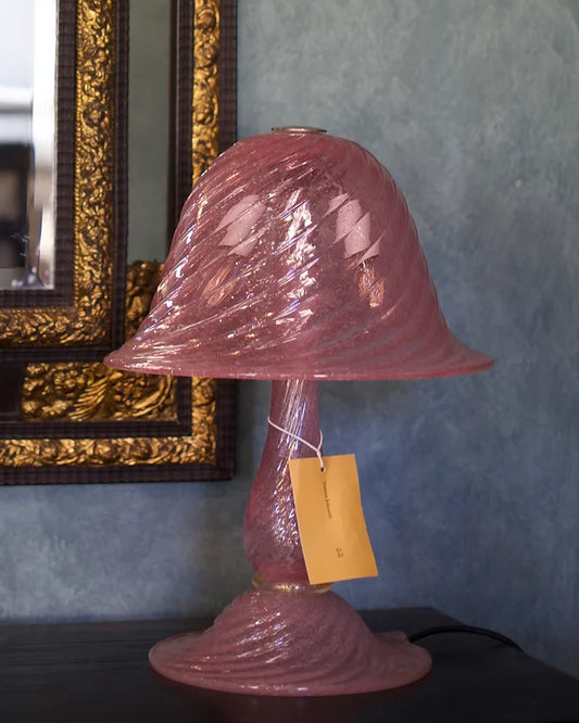 MURANO GLASS PINK SWIRL TABLE LAMP