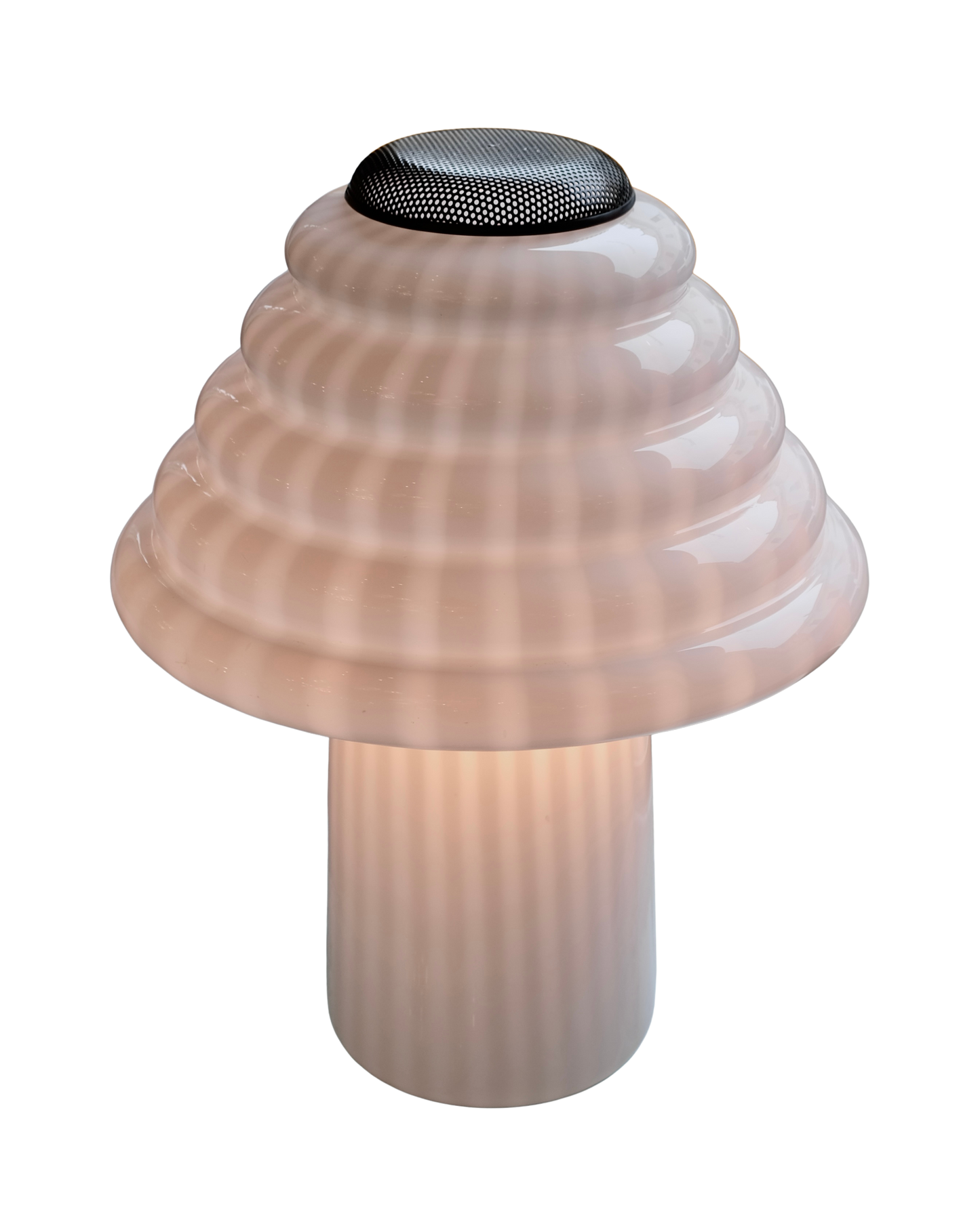 SCULPTURAL LINED MURANO GLASS LAMP w. PERFORATED TOP