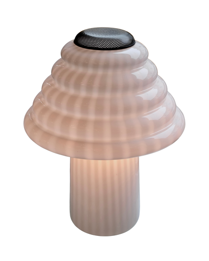 SCULPTURAL LINED MURANO GLASS LAMP w. PERFORATED TOP