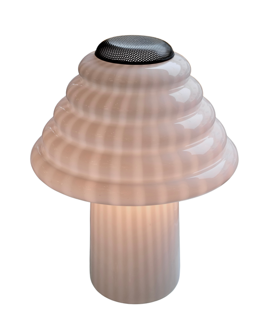 SCULPTURAL LINED MURANO GLASS LAMP w. PERFORATED TOP