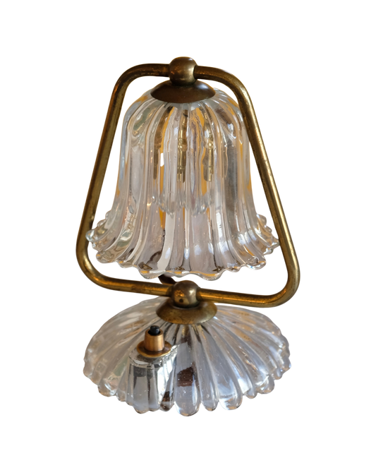 PAIR OF PETITE MURANO GLASS BRASS BELL LAMPS