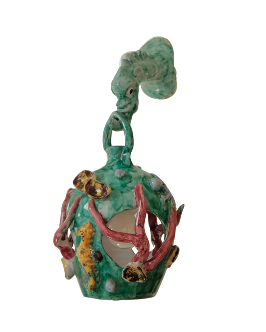 TRIO OF CERAMIC MAJOLICA SEA LIFE SCONCES