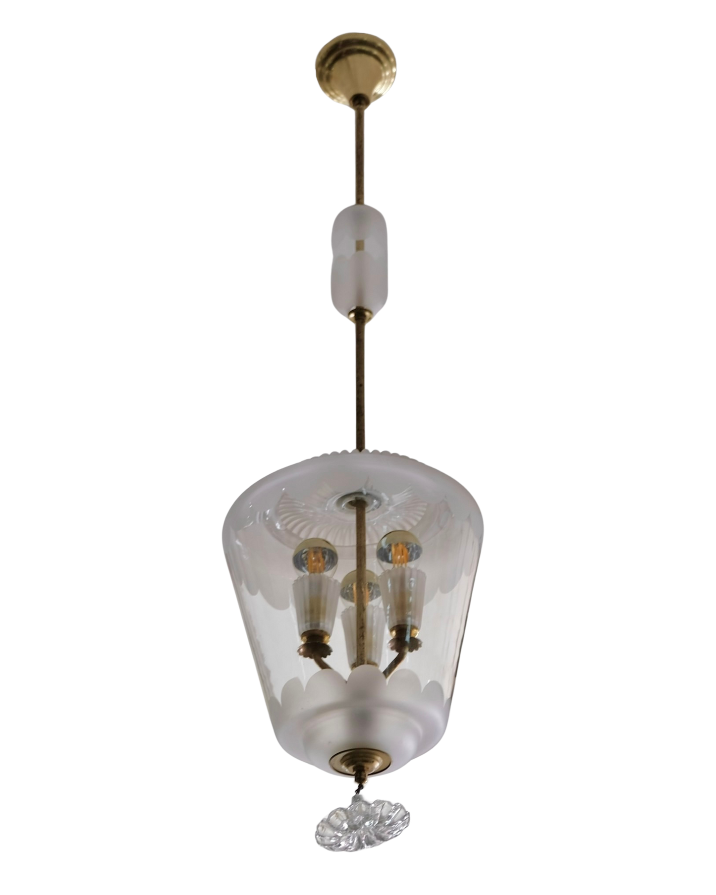 FROSTED MURANO GLASS SCALLOP LANTERN