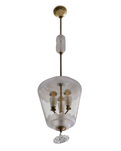 FROSTED MURANO GLASS SCALLOP LANTERN