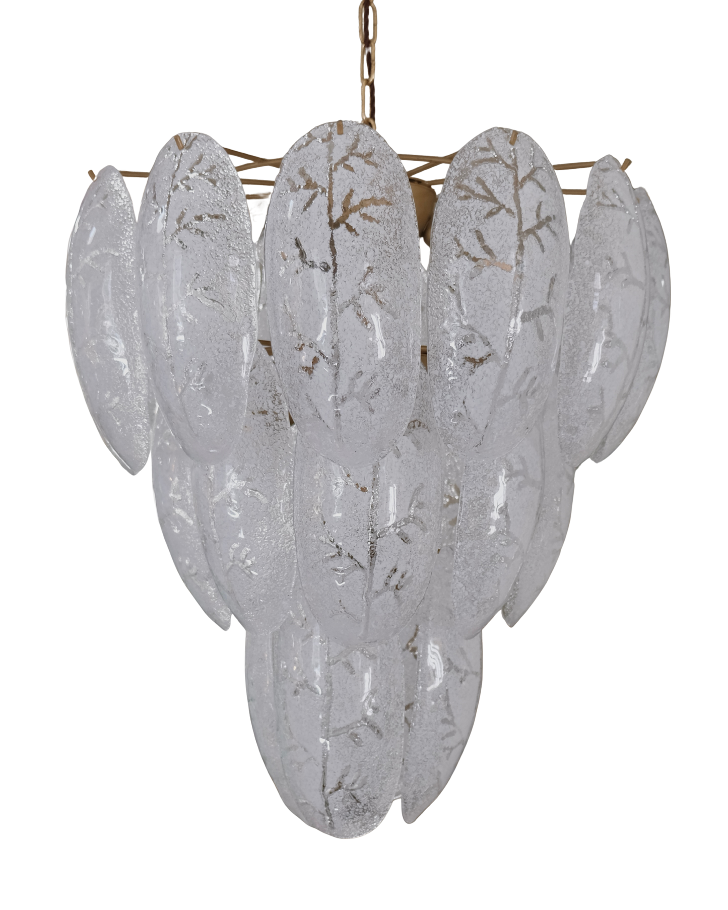 FROSTED MURANO GLASS LEAF CHANDELIER