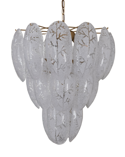 FROSTED MURANO GLASS LEAF CHANDELIER
