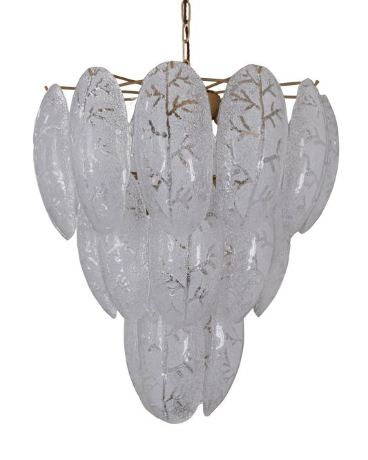 FROSTED MURANO GLASS LEAF CHANDELIER