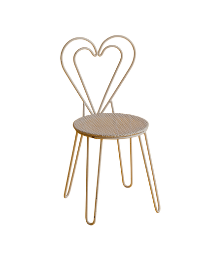 PAIR OF WHITE METAL HEART CHAIRS