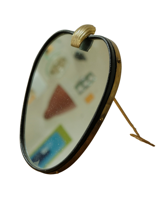 CURVED BRASS CLIP VANITY MIRROR