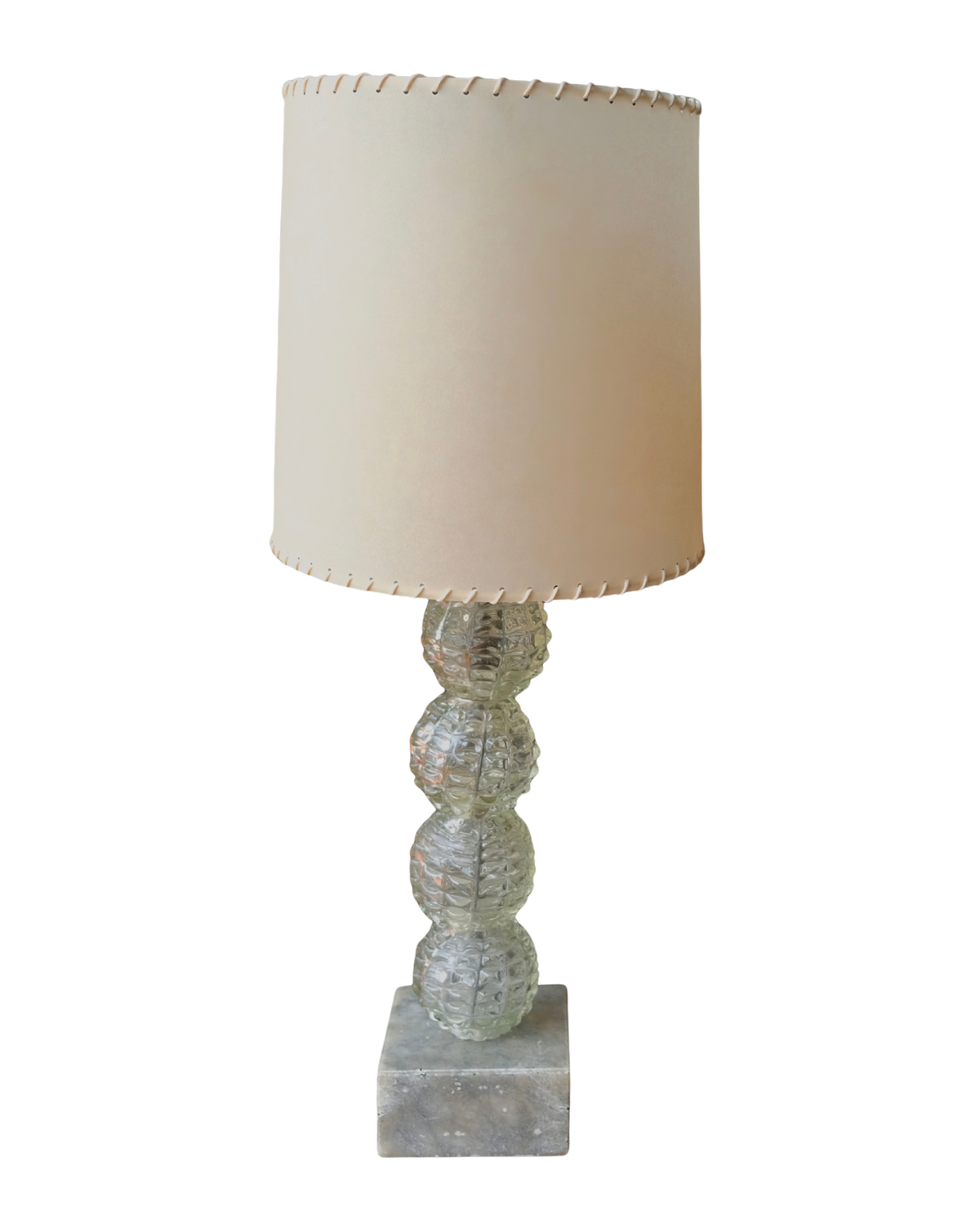 TEXTURED FONTANA ARTE GLASS STEPPED GLOBE TABLE LAMP