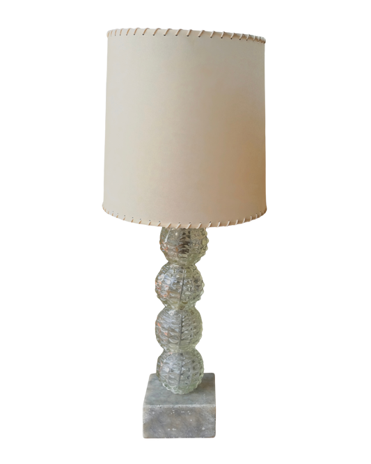 TEXTURED FONTANA ARTE GLASS STEPPED GLOBE TABLE LAMP