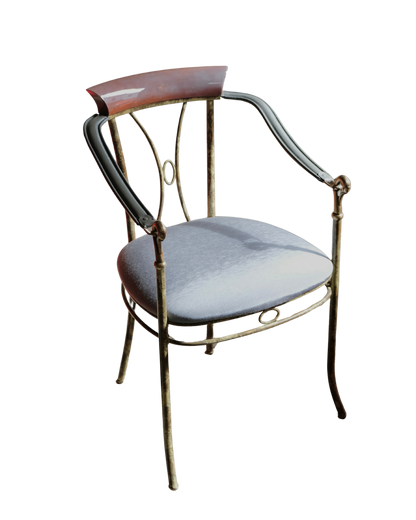 SPANISH MARBLED STEEL ARMCHAIRS