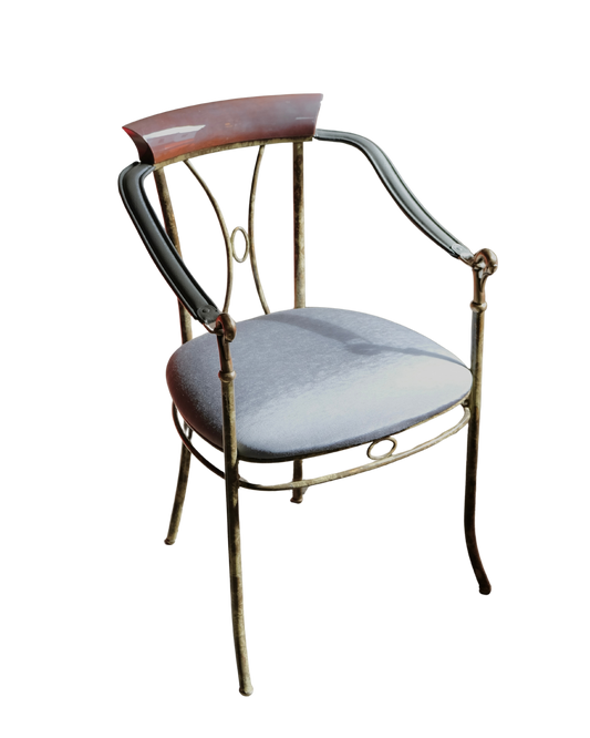 SPANISH MARBLED STEEL ARMCHAIRS