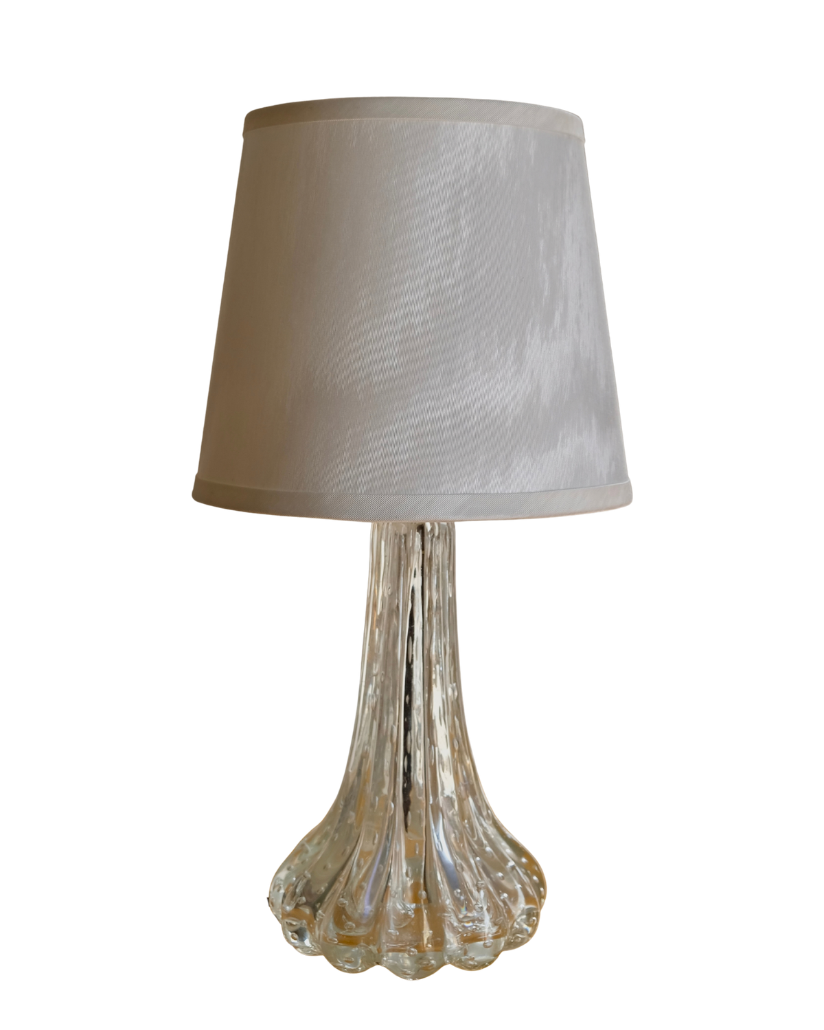 PETITE SEEDED MURANO GLASS TABLE LAMP w. IVORY MOIRE SILK SHADE